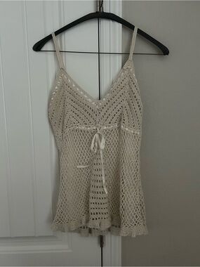 Faded Glory Cream Crochet Camisole Tank Top